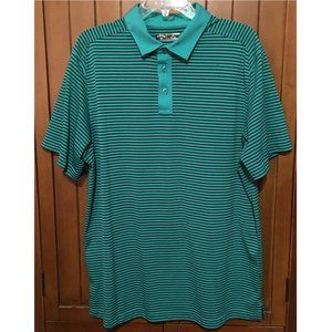 Polo Golf Shirt Callaway Short Sleeve Black Green Stripe Size XL